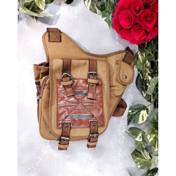 Tactical Saddlebag Vintage Style Messenger Bag Canvas Leather Ru Yi Huang - Picture 1 of 9